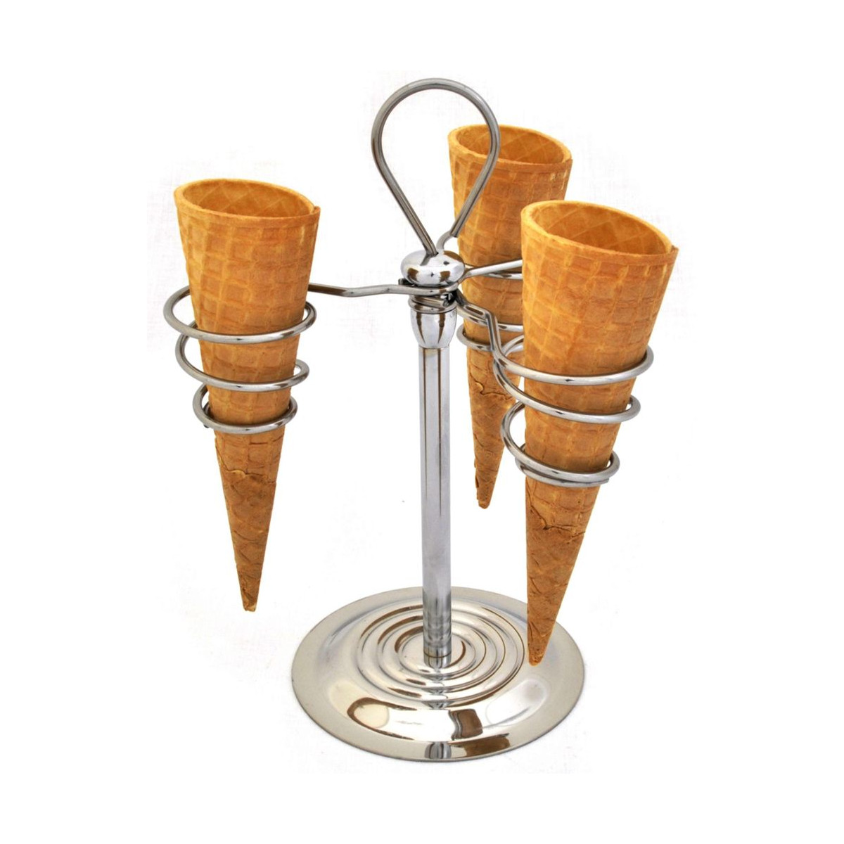 Porta coni gelato 3 spirali inox Ø17cm h22cm